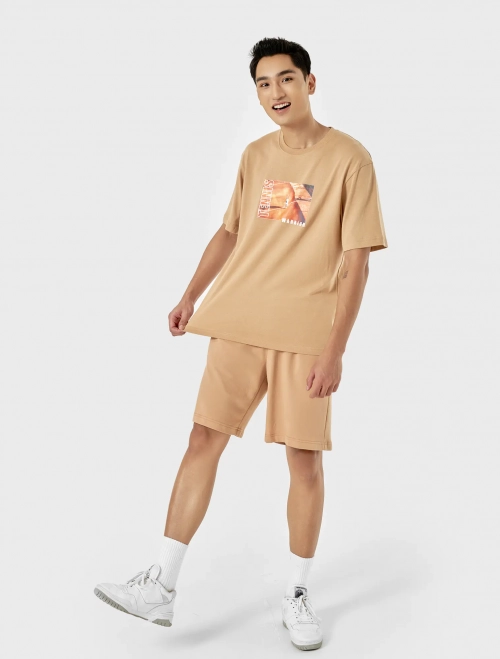 Áo phông nam cotton cổ tròn cộc tay có hình in