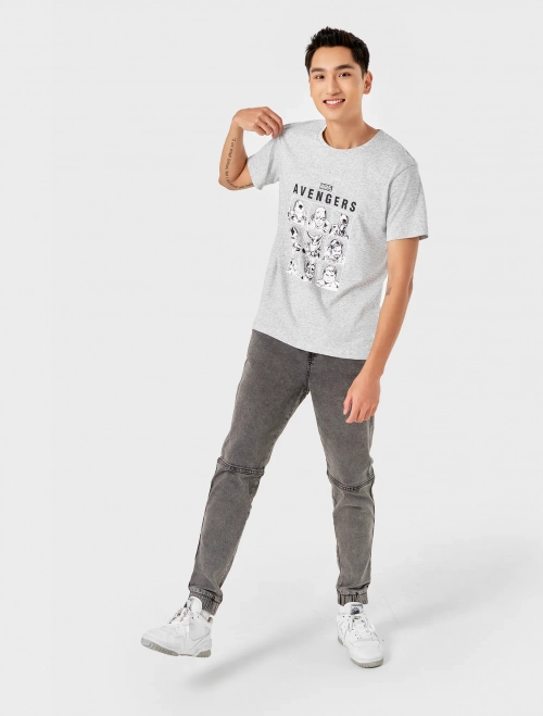 Áo phông nam cotton cổ tròn dáng suông in hình Marvel