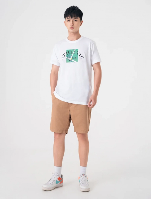 Áo phông nam cổ tròn cộc tay có hình in dáng suông