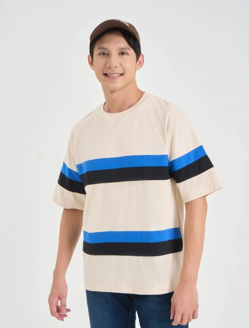 Áo phông nam cotton USA phối khoang màu