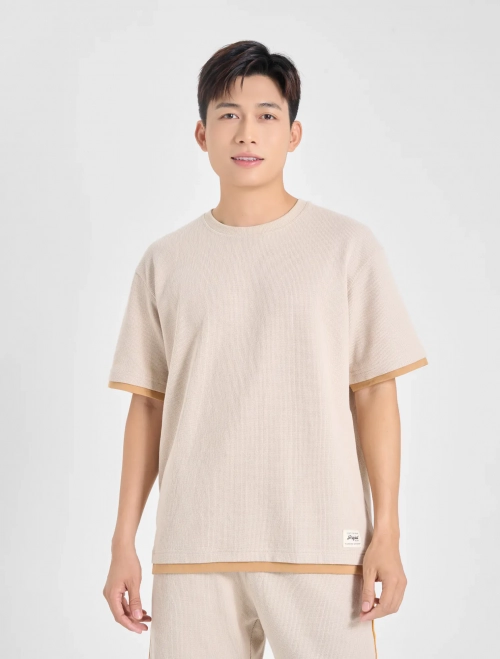 Áo phông nam vải dệt Waffle dáng oversize