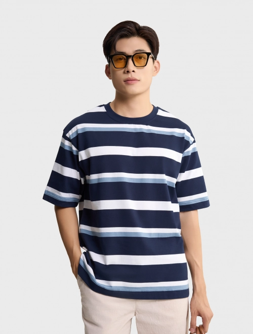 Áo phông nam dệt in hoạ tiết kẻ