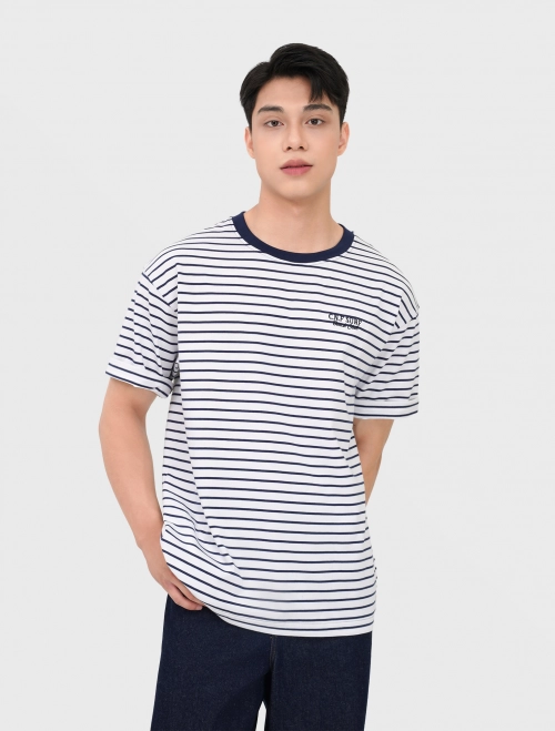 Áo phông nam dệt in hoạ tiết kẻ