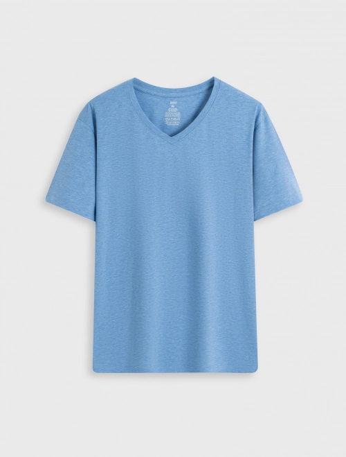 Áo phông nam Cotton USA basic cổ tim