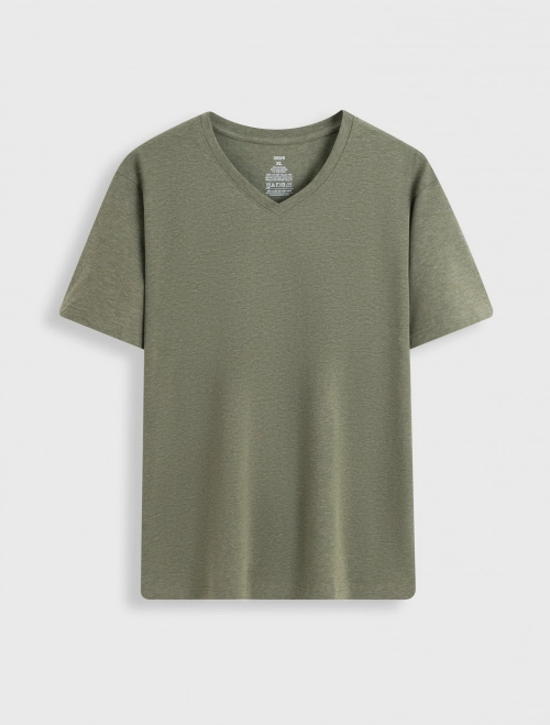 Áo phông nam Cotton USA basic cổ tim