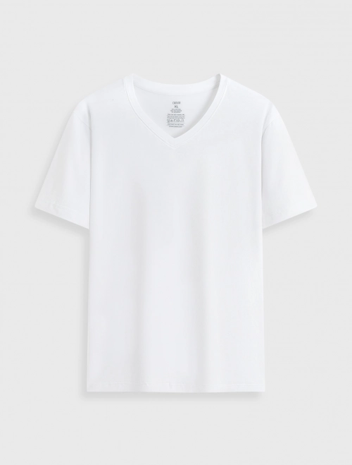 Áo phông nam Cotton USA basic cổ tim