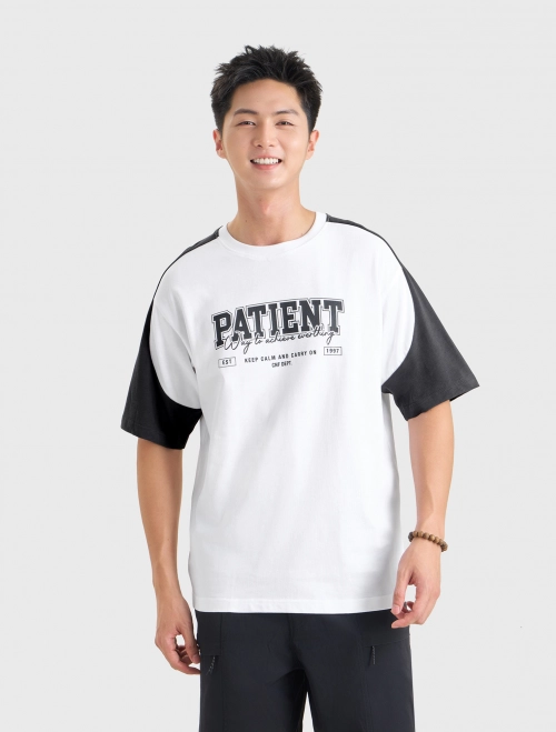 Áo phông nam cotton phối màu dáng rộng