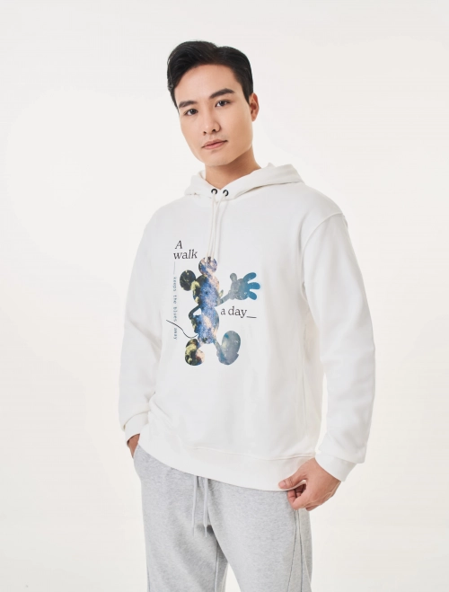 Áo nỉ nam dáng rộng in hình Mickey