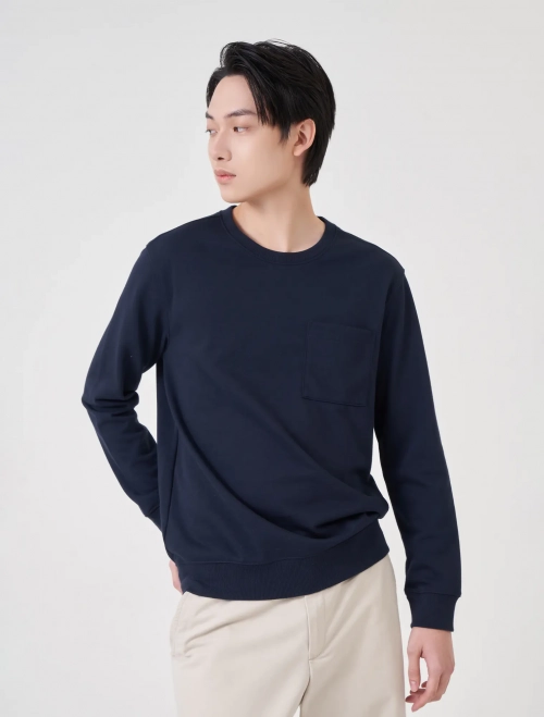 Áo nỉ nam cổ tròn có túi