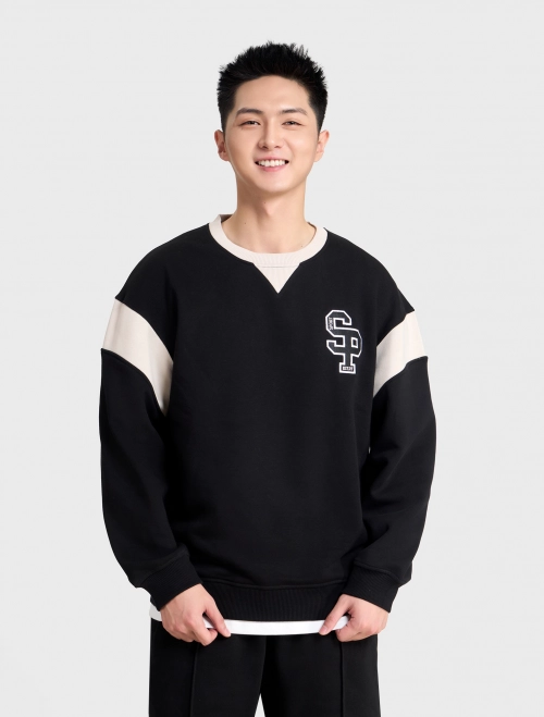 Áo nỉ nam cào bông dáng rộng có hình in