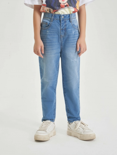 Quần jeans bé gái cotton dáng rộng