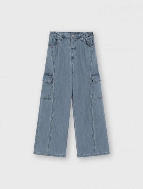 Quần jeans bé gái cotton dáng suông