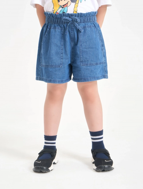 Quần soóc jeans bé gái cạp chun