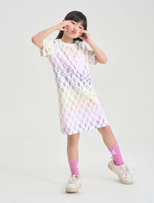 Váy liền bé gái cotton USA dáng suông có hình in