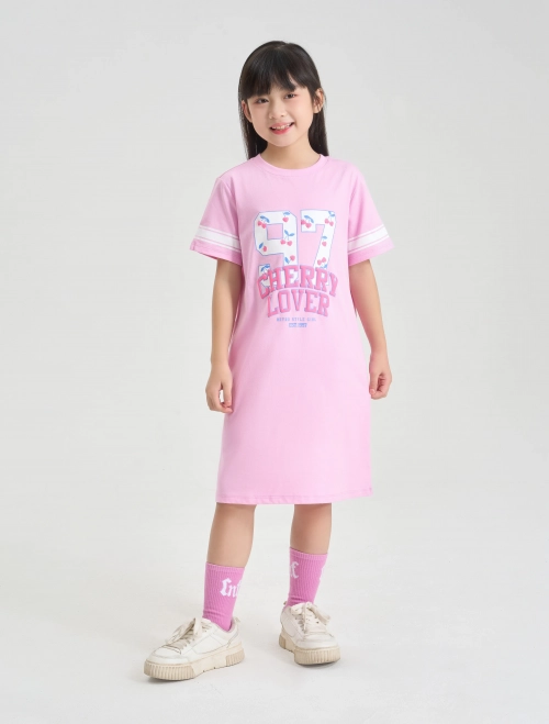 Váy liền bé gái cotton USA dáng suông có hình in