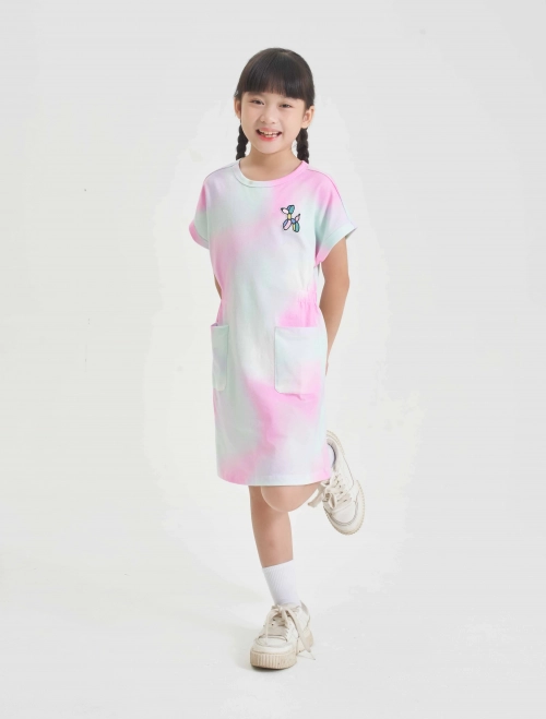 Váy liền bé gái đính patch trang trí