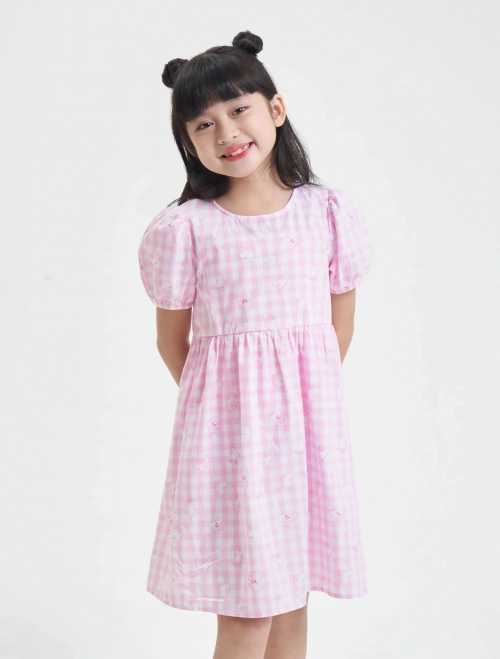 Váy liền bé gái cotton in hoạ tiết