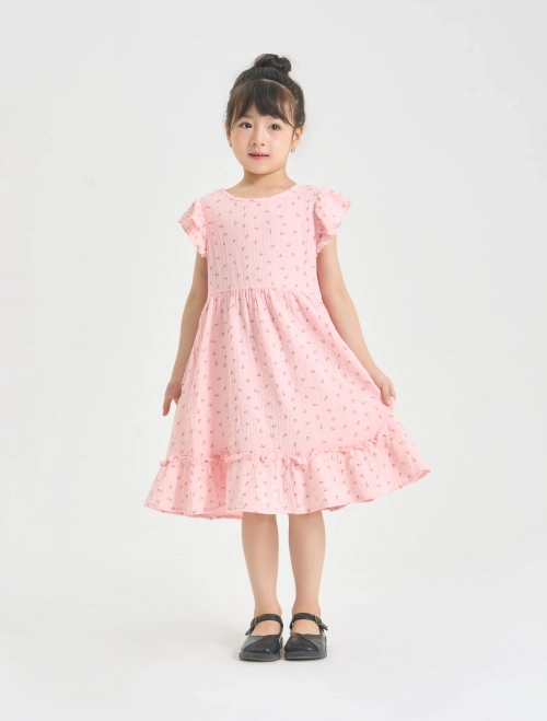 Váy liền bé gái cotton tay cánh tiên