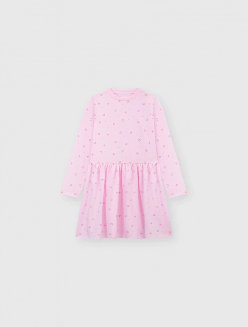 Váy liền bé gái dài tay có hình in