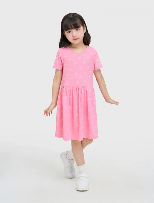 Váy liền bé gái cotton USA có hình in