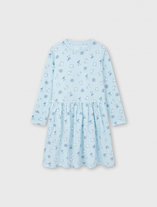 Váy liền bé gái dáng suông in hoạ tiết