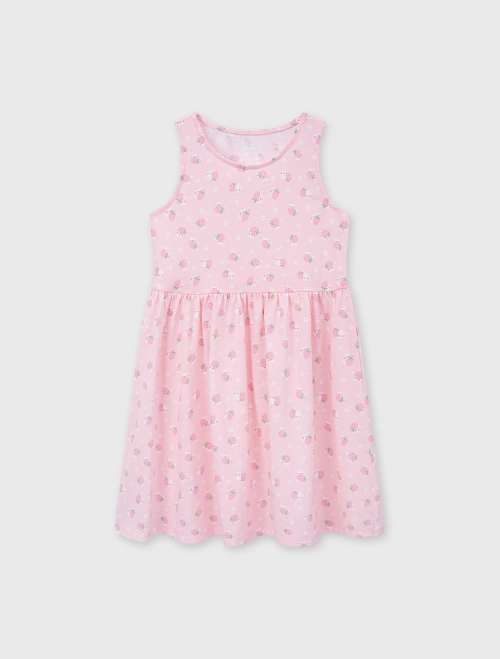 Váy liền bé gái sát nách có hình in