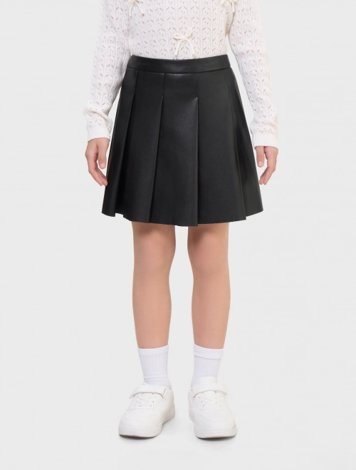 Chân váy da bé gái xếp ly