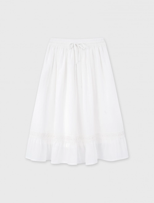 Chân váy bé gái cotton cạp chun dáng xòe phối ren