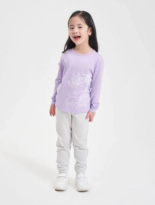 Bộ mặc nhà bé gái cotton dài tay quần dài