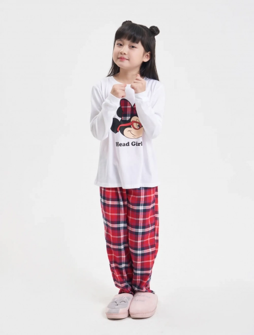 Bộ mặc nhà bé gái cotton áo dài tay quần dài