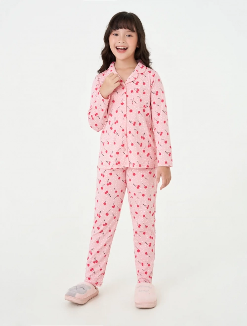 Bộ pyjama bé gái áo dài tay quần dài in họa tiết