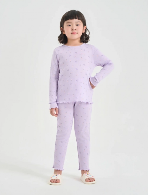 Bộ mặc nhà bé gái cotton dài tay quần dài hoạ tiết