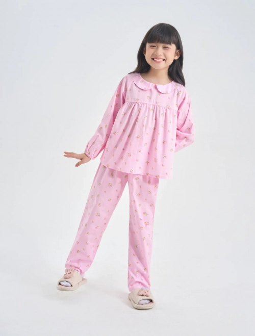 Bộ mặc nhà bé gái cotton in hoạ tiết