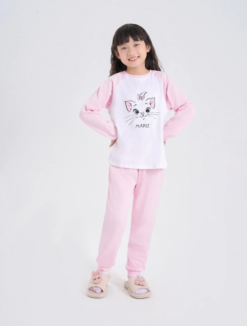 Bộ mặc nhà bé gái cotton dài tay quần dài in hình Marie