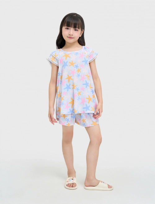 Bộ mặc nhà bé gái viscose hoạ tiết