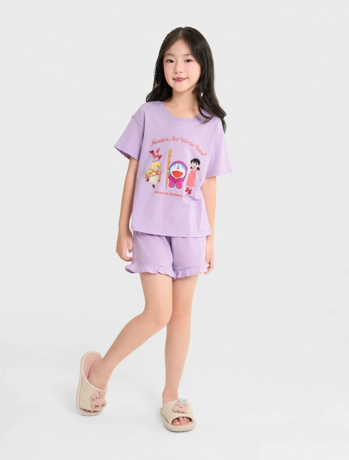 Bộ mặc nhà bé gái in hình Doraemon