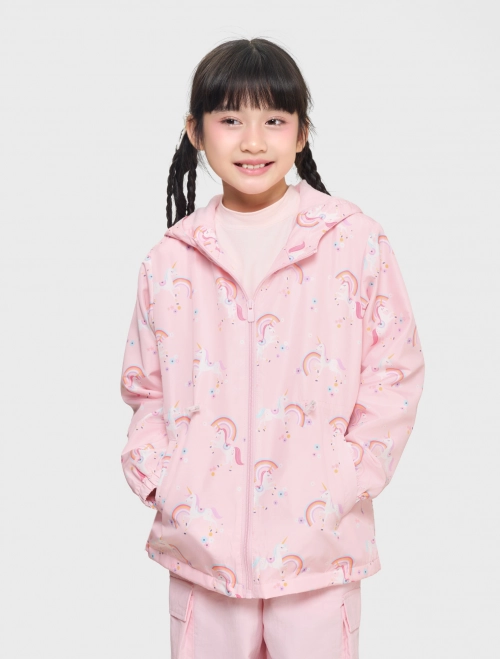 Áo khoác gió bé gái hoạ tiết chống thấm nước