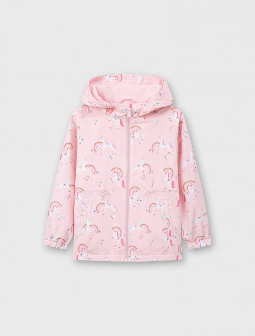 Áo khoác gió bé gái hoạ tiết chống thấm nước