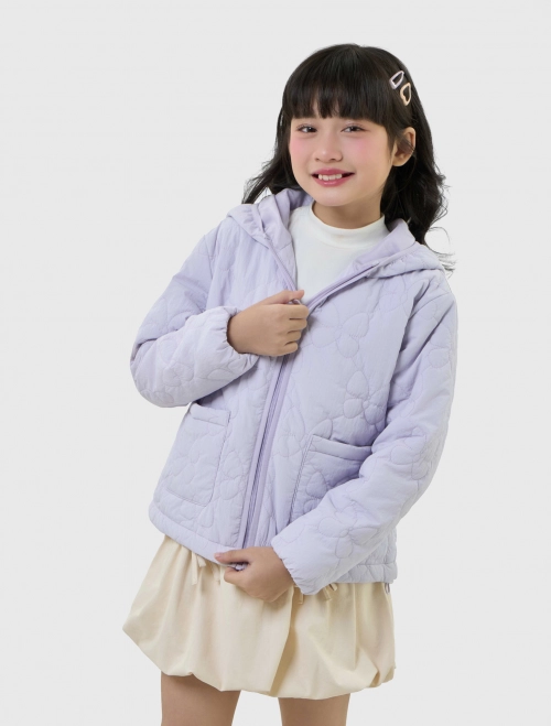 Áo khoác chần bông bé gái có mũ chống thấm nước