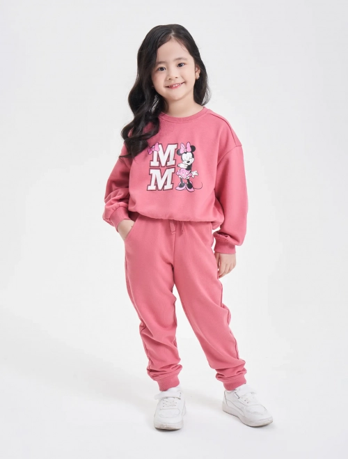 Bộ quần áo bé gái dài tay quần dài in hình Minnie