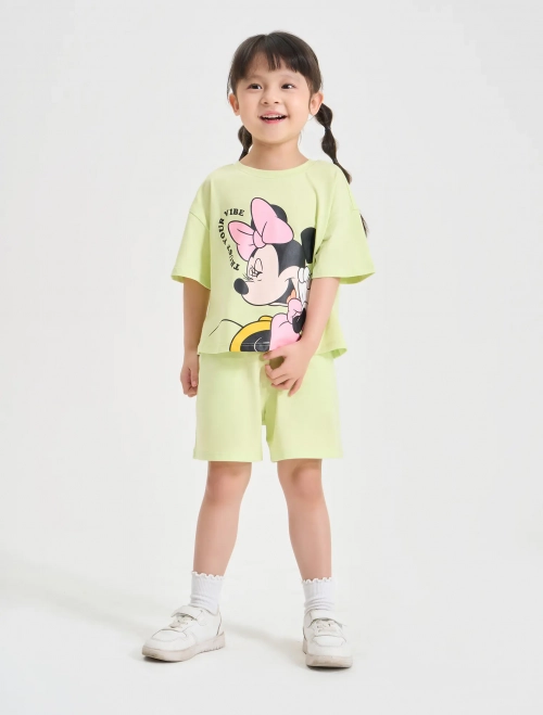 Bộ quần áo bé gái cộc tay quần soóc in Minnie