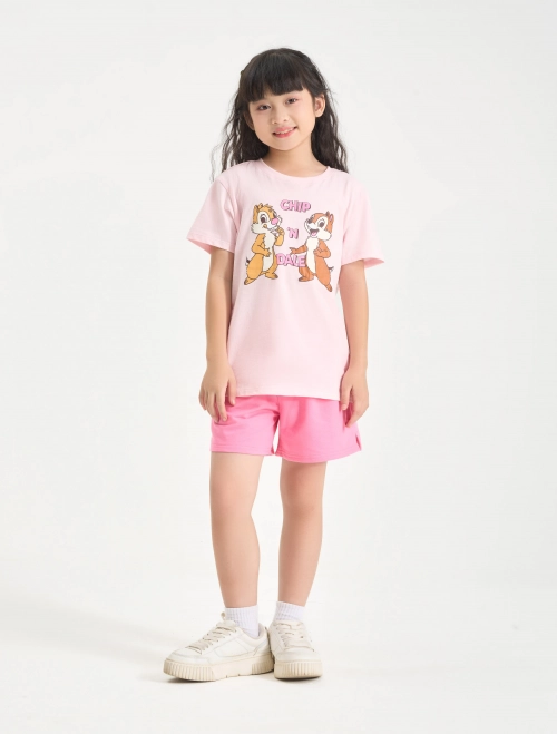 Bộ quần áo bé gái cộc tay quần soóc in hình Chip&Dale