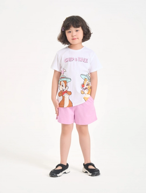Bộ quần áo bé gái cộc tay quần soóc in hình Chip&Dale