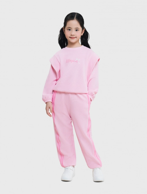 Bộ quần áo bé gái vải waffle có hình in