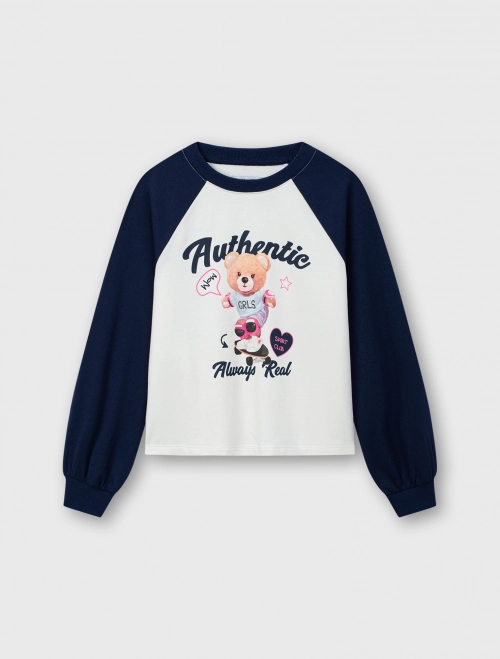 Bộ quần áo nỉ bé gái có hình in