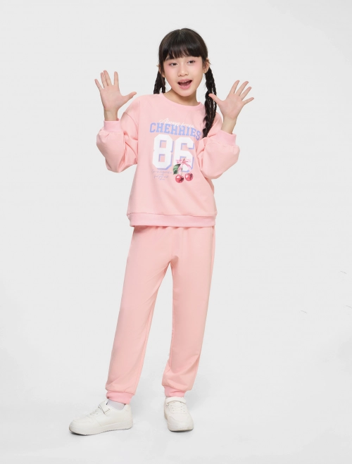 Bộ quần áo nỉ bé gái có hình in