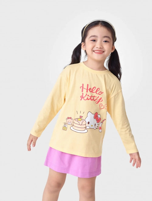 Áo phông dài tay bé gái cotton basic