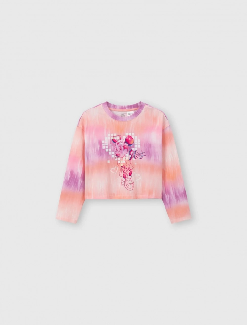 Áo phông bé gái cotton dài tay in hình Minnie