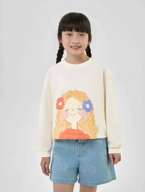 Áo phông bé gái cotton USA có hình in