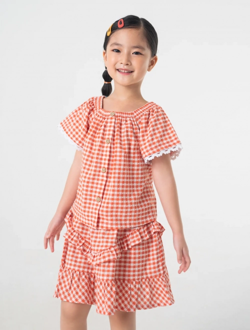 Áo kiểu bé gái hoạ tiết